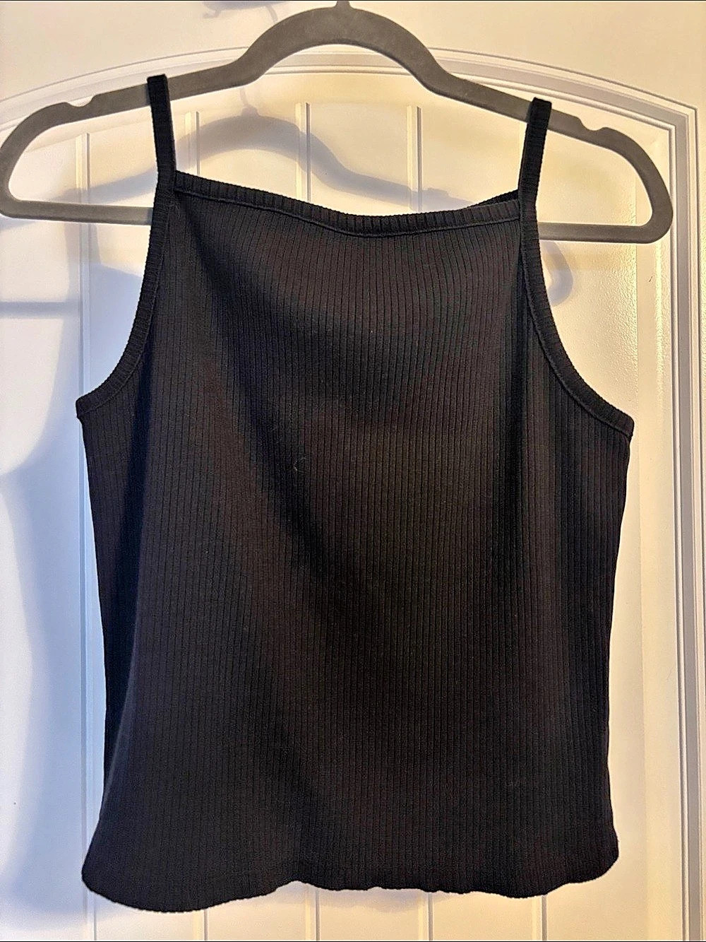 Old Navy Slim-Fit Square-Neck Rib-Knit Tank Black Large
